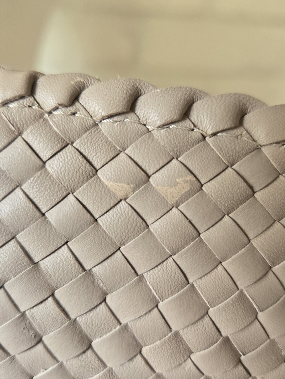 Sold Out Color Taupe Quince Handwoven Italian Leather Tote, 20", Beach, Work - Picture 9 of 13